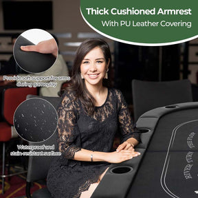 8-Player Foldable Poker Table, 72" Portable Texas Holdem Casino Leisure Table with Cup Holders, Oval Card Game Blackjack Table for Game Room