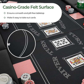 8-Player Foldable Poker Table, 72" Portable Texas Holdem Casino Leisure Table with Cup Holders, Oval Card Game Blackjack Table for Game Room