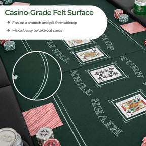 8-Player Foldable Poker Table, 72" Portable Texas Holdem Casino Leisure Table with Cup Holders, Oval Card Game Blackjack Table for Game Room
