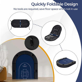 8-Player Foldable Poker Table, 72" Portable Texas Holdem Casino Leisure Table with Cup Holders, Oval Card Game Blackjack Table for Game Room