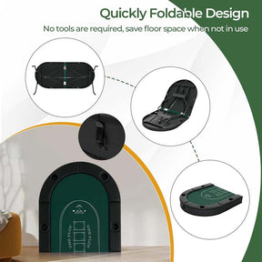 8-Player Foldable Poker Table, 72" Portable Texas Holdem Casino Leisure Table with Cup Holders, Oval Card Game Blackjack Table for Game Room