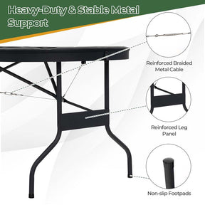 8-Player Foldable Poker Table, 72" Portable Texas Holdem Casino Leisure Table with Cup Holders, Oval Card Game Blackjack Table for Game Room