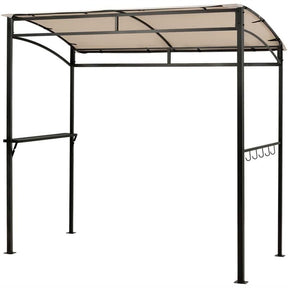 7 x 4.5 FT Outdoor Patio Grill Gazebo, Curved Grill Shelter BBQ Canopy with Serving Shelf & Storage Hooks