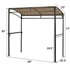 7 x 4.5 FT Outdoor Patio Grill Gazebo, Curved Grill Shelter BBQ Canopy with Serving Shelf & Storage Hooks