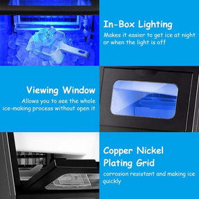 88LBS/24H Freestanding Commercial Ice Maker Portable Auto-Clean Ice Machine with Scoop