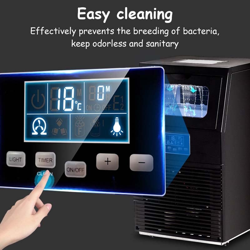 88LBS/24H Freestanding Commercial Ice Maker Portable Auto-Clean Ice Machine with Scoop