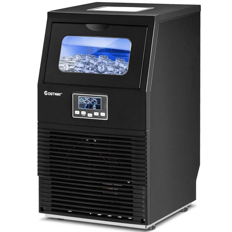 88LBS/24H Freestanding Commercial Ice Maker Portable Auto-Clean Ice Machine with Scoop