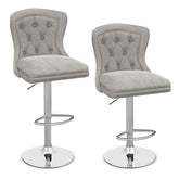 Dutch Velvet Swivel Bar Stools Set of 2, Adjustable Height Bar Chair with Footrest & Metal Base for Kitchen Island, Home & Pub