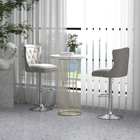 Dutch Velvet Swivel Bar Stools Set of 2, Adjustable Height Bar Chair with Footrest & Metal Base for Kitchen Island, Home & Pub
