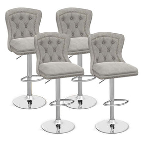 Dutch Velvet Swivel Bar Stools Set of 2, Adjustable Height Bar Chair with Footrest & Metal Base for Kitchen Island, Home & Pub