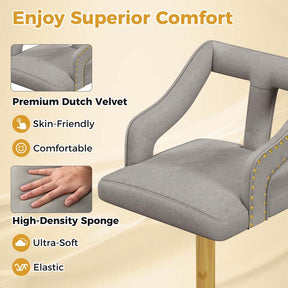 Adjustable Swivel Bar Stools Set of 2/4 with Back & Electroplated Metal Base, Dutch Velvet Dining Chairs for Kitchen Island, Home Bar