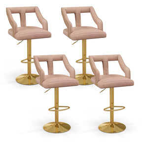 Adjustable Swivel Bar Stools Set of 2/4 with Back & Electroplated Metal Base, Dutch Velvet Dining Chairs for Kitchen Island, Home Bar