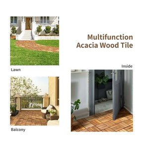 27 Pieces Acacia Wood Interlocking Patio Deck Tile Floor Tiles Composite Deck Flooring Pavers