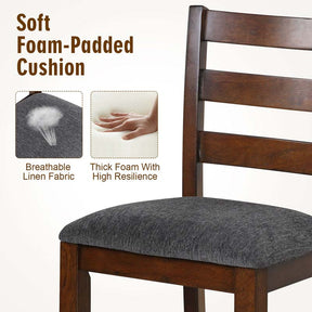 25.5" Linen Fabric Upholstered Bar Stools with Back, Solid Rubber Wood Bar Height Dining Chairs for Kitchen