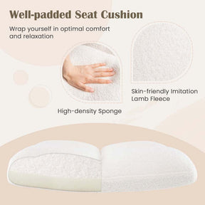 Modern Faux Fur Armless Cross Legged Chair with Wheels with Padded Seat, Adjustable Height Computer Swivel Task Chair