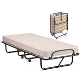 75" x 31.5" Rollaway Bed with Mattress, Folding Guest Bed Portable Sleeper Bed Cot Size for Adults, Made in Italy
