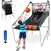 Foldable Basketball Arcade Game, Dual Shot Electronic Basketball Hoop Game with 8 Game Modes & 4 Balls for Kids Adults