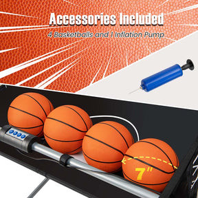 Foldable Basketball Arcade Game, Dual Shot Electronic Basketball Hoop Game with 8 Game Modes & 4 Balls for Kids Adults