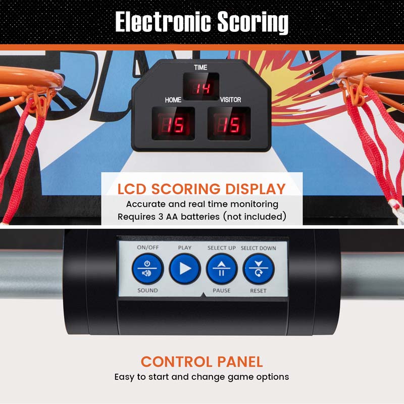 Foldable Basketball Arcade Game, Dual Shot Electronic Basketball Hoop Game with 8 Game Modes & 4 Balls for Kids Adults