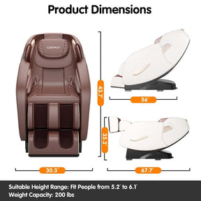 Full Body Shiatsu Massage Chair, SL Track Zero Gravity Massage Recliner with Auto Body Detector