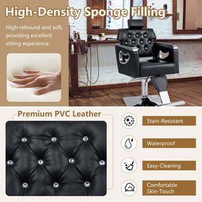 Modern Reclining Barber Chair, Adjustable Swivel Spa Makeup Tattoo Salon Chair, Hydraulic Hair Styling Chair
