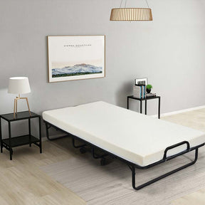 Portable Folding Bed with Mattress for Adults, Twin Rollaway Bed with 4" Memory Foam Mattress & Wheels, 75" x 38" Foldable Guest Bed