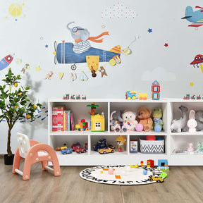 Kids 2-Shelf Wooden Bookcase, 5-Cube Toy Storage Organizer for Playroom, Classroom & Home, Multipurpose Daycare Montessori Bookshelf for Books Toys
