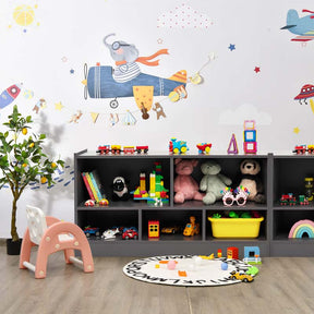Kids 2-Shelf Wooden Bookcase, 5-Cube Toy Storage Organizer for Playroom, Classroom & Home, Multipurpose Daycare Montessori Bookshelf for Books Toys