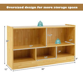 Kids 2-Shelf Wooden Bookcase, 5-Cube Toy Storage Organizer for Playroom, Classroom & Home, Multipurpose Daycare Montessori Bookshelf for Books Toys