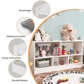 Kids 2-Shelf Wooden Bookcase, 5-Cube Toy Storage Organizer for Playroom, Classroom & Home, Multipurpose Daycare Montessori Bookshelf for Books Toys