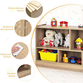 Kids 2-Shelf Wooden Bookcase, 5-Cube Toy Storage Organizer for Playroom, Classroom & Home, Multipurpose Daycare Montessori Bookshelf for Books Toys