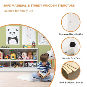 Kids 2-Shelf Wooden Bookcase, 5-Cube Toy Storage Organizer for Playroom, Classroom & Home, Multipurpose Daycare Montessori Bookshelf for Books Toys