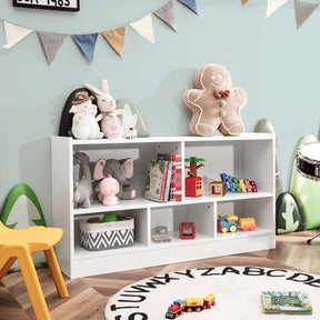 Kids 2-Shelf Wooden Bookcase, 5-Cube Toy Storage Organizer for Playroom, Classroom & Home, Multipurpose Daycare Montessori Bookshelf for Books Toys
