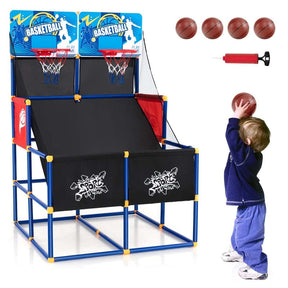 2 Player Basketball Arcade Game, Indoor Outdoor Dual Shot Basketball Hoop Game with 4 Balls & Ball Pump for Kids Ages 3+