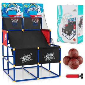 2 Player Basketball Arcade Game, Indoor Outdoor Dual Shot Basketball Hoop Game with 4 Balls & Ball Pump for Kids Ages 3+