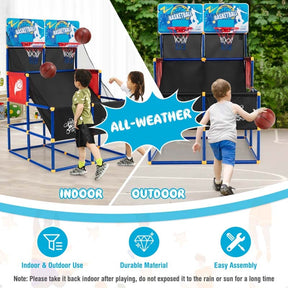 2 Player Basketball Arcade Game, Indoor Outdoor Dual Shot Basketball Hoop Game with 4 Balls & Ball Pump for Kids Ages 3+