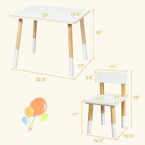 3 Piece Wood Activity Table with 2 Chairs, Kids Table and Chair Set for Toddler Drawing Reading Arts Crafts Snack Time