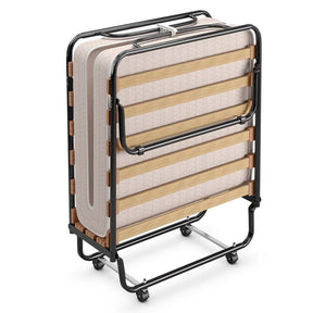 75" x 32" Rollaway Bed with 4" Memory Foam Mattress, Cot Size Folding Guest Bed Portable Foldable Sleeper Bed for Home, Made in Italy