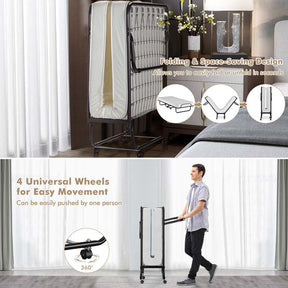75" x 31" Rollaway Folding Bed with 4" Memory Foam Mattress, Portable Fold Up Guest Bed with Metal Frame and Wheels