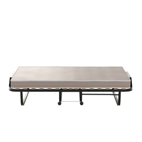 Rollaway Bed with 4 Inch Mattress for Adults, Portable Folding Guest Bed Sleeper Bed Cot on Wheels for Home Office, Made in Italy