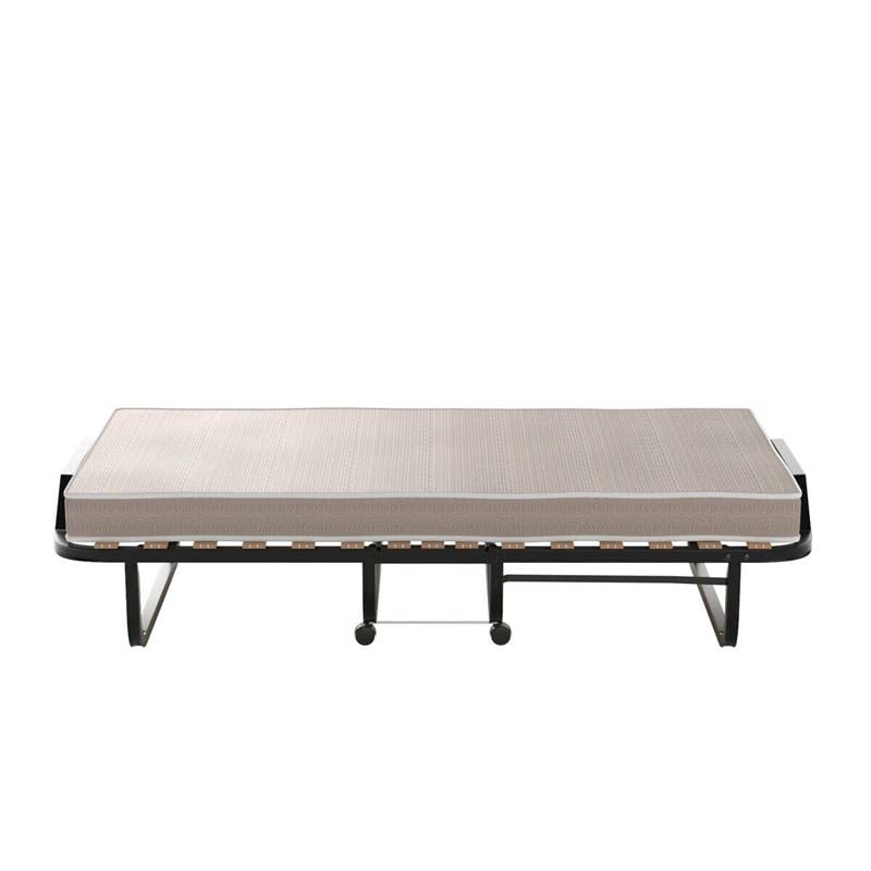 Rollaway Bed with 4 Inch Mattress for Adults, Portable Folding Guest Bed Sleeper Bed Cot on Wheels for Home Office, Made in Italy