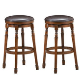 29" Swivel Bar Stools Set of 2, Solid Wood Bar Height Dining Chairs with Faux Leather Padded Seat & Footrest for Kitchen Island, Pub, Cafe