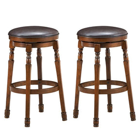 29" Swivel Bar Stools Set of 2, Solid Wood Bar Height Dining Chairs with Faux Leather Padded Seat & Footrest for Kitchen Island, Pub, Cafe
