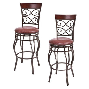 2-Pack 30" Counter Height Bar Stools 360 Degree Swivel Vintage Dining Chairs with Leather Padded Seat