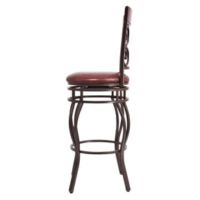 30" Swivel Metal Bar Stools Set of 2, Vintage Upholstered Bar Height Dining Chairs with Back & PU Leather Padded Seat for Pub, Kitchen Island