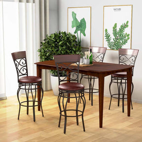 2-Pack 30" Counter Height Bar Stools 360 Degree Swivel Vintage Dining Chairs with Leather Padded Seat