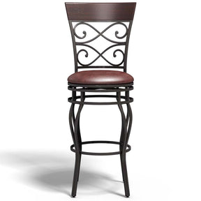 2-Pack 30" Counter Height Bar Stools 360 Degree Swivel Vintage Dining Chairs with Leather Padded Seat