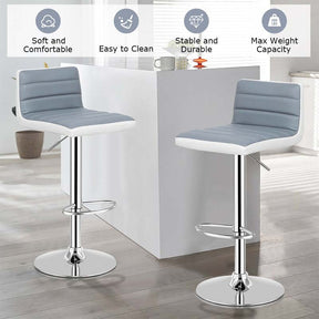 Adjustable Swivel Bar Stools Set of 2, PU Leather Counter Height Dining Chairs for Kitchen Pub Bistro