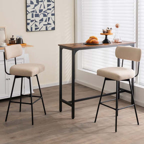 Swivel Bar Stools Set of 2, 29" Upholstered Bar Height Chairs with Back, Footrest & Metal Frame for Kitchen Island, Dining Room, Home Bar