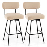 Swivel Bar Stools Set of 2, 29" Upholstered Bar Height Chairs with Back, Footrest & Metal Frame for Kitchen Island, Dining Room, Home Bar